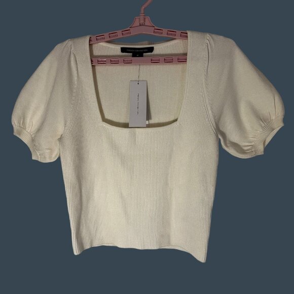 French Connection Jaida Top M Summer White Wool Blend MSRP $98 - Picture 1 of 13